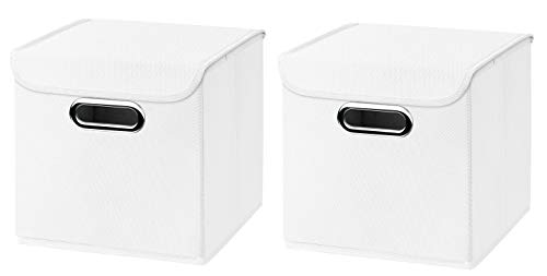 CM3 2 Stück weiß Faltbox 25 x 25 x 25 cm Aufbewahrungsbox faltbar, mit Deckel von CM3
