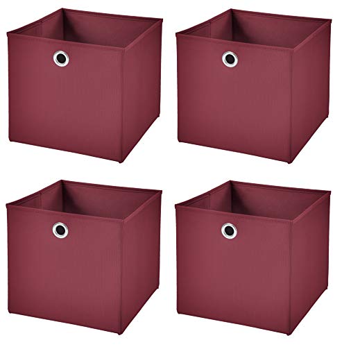 CM3 4 Stück Burgundy Faltbox 32 x 32 x 32 cm Aufbewahrungsbox faltbar von CM3