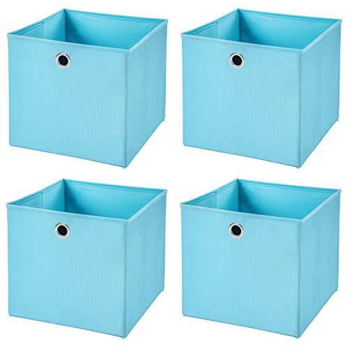 CM3 4 Stück Hellblau Faltbox 28 x 28 x 28 cm Aufbewahrungsbox faltbar von CM3