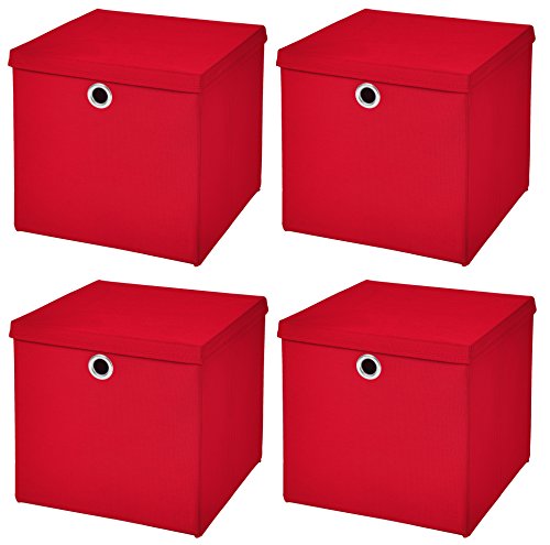 CM3 4 Stück Rot Faltbox 33 x 33 x 33 cm Aufbewahrungsbox faltbar mit Deckel CM3 4 Stück Rot Faltbox 33 x 33 x 33 cm Aufbewahrungsbox faltbar mit Deckel von CM3