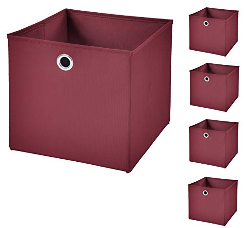 CM3 5 Stück Burgundy Faltbox 32 x 32 x 32 cm Aufbewahrungsbox faltbar von CM3