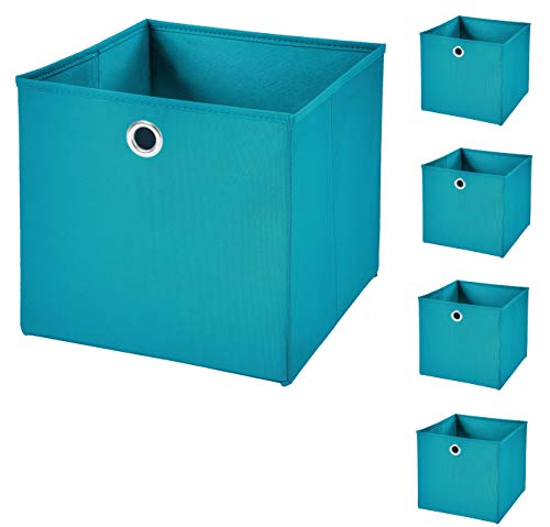 CM3 5 Stück Türkis Faltbox 33 x 33 x 33 cm Aufbewahrungsbox faltbar von CM3