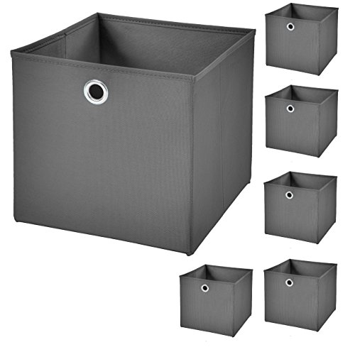 CM3 6 Stück Dunkelgrau Faltbox 33 x 33 x 33 cm Aufbewahrungsbox faltbar von CM3