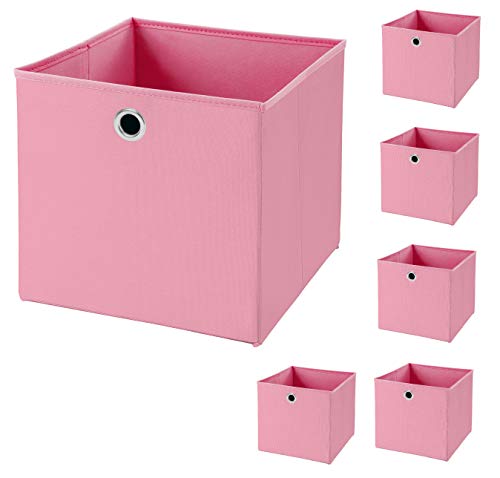 CM3 6 Stück Rosa Faltbox 33 x 33 x 33 cm Aufbewahrungsbox faltbar von CM3
