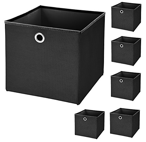 CM3 6 Stück Schwarz Faltbox 33 x 33 x 33 cm Aufbewahrungsbox faltbar von CM3
