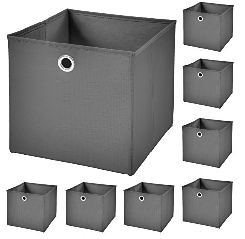 CM3 8 Stück Dunkelgrau Faltbox 33 x 33 x 33 cm Aufbewahrungsbox faltbar von CM3