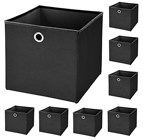 CM3 8 Stück Schwarz Faltbox 33 x 33 x 33 cm Aufbewahrungsbox faltbar von CM3