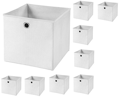 CM3 9 Stück Weiß Faltbox 33 x 33 x 33 cm Aufbewahrungsbox faltbar von CM3