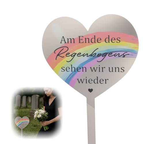 CMANLNYK Edelstahl Grabschmuck Wetterfest - Herz Form Design, um Liebe Zu Übertragen Grab Deko, Rostfeste Korrosionsschutz Outdoor Memorial Trauer Deko, Elegantes Zeichen Auf Dem Friedhof B von CMANLNYK