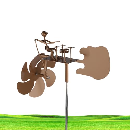 Handgefertigte Metall Schlagzeuger Windmühle - Außenbereich Rasenhof Gartendekoration, Rock Punk Stil Schlagzeuger Windrad, Kreativ Drehende Stimme Windmühle Metall Drummer Windspiele Windmill Garten von CMANLNYK