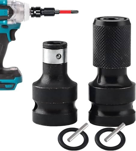 2 Stück Schlagschrauber Bit Adapter, 1/2" auf 1/4" Zoll Stecknuss Adapter - Hochfester Sechskantbit Adapter für Schlagratschenschlüssel & Schraubendreher von CMBXAQ