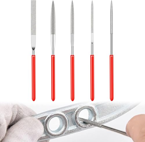 5 Stück Mini Feilen Set 3x140mm - Professionelles Diamantfeile Set mit Schlüsselfeilen - Hochwertige Nadelfeilen für Metall, Holz & Kunststoff - Präzises Diamantnadelfeilen, für Modellbau, Schmuck von CMBXAQ