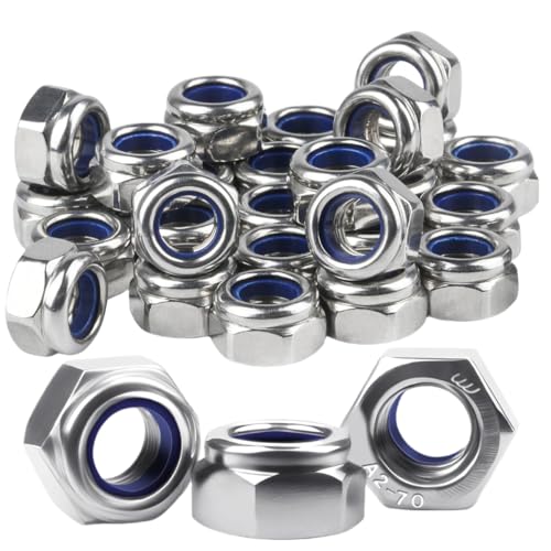 50 Stück M6 Muttern Edelstahl A2 Selbstsichernde Kontermuttern nach DIN 985 V2A Niro Stoppmuttern für zuverlässige Verbindungen, Sechskant Sicherungsmuttern Set für professionellen Einsat von CMBXAQ