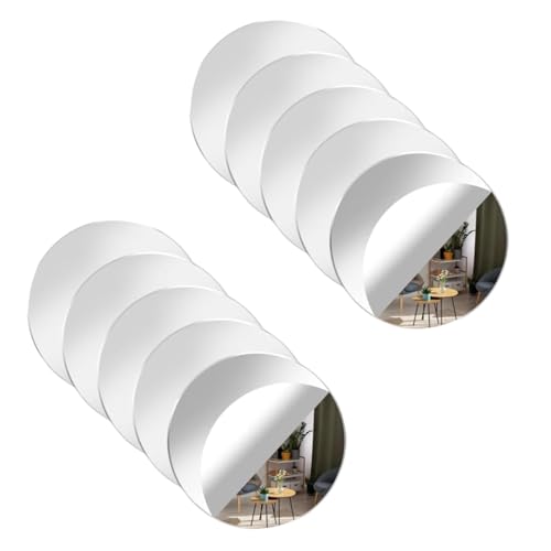 CMBXAQ 10 Stück Selbstklebende Spiegel, Rund 10 cm Hochwertige Acryl Klebespiegel zum einfachen Anbringen - Dekorative Spiegelfolie für Badezimmer, Wohnzimmer, Schlafzimmer, Schrank und Flur von CMBXAQ