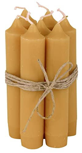 Tafelkerzen 8er Set, klassische Stabkerzen im Landhauslook. Farbe MUSTARD GELB, 2,2 cm Durchmesser, Höhe 11 cm von CmD