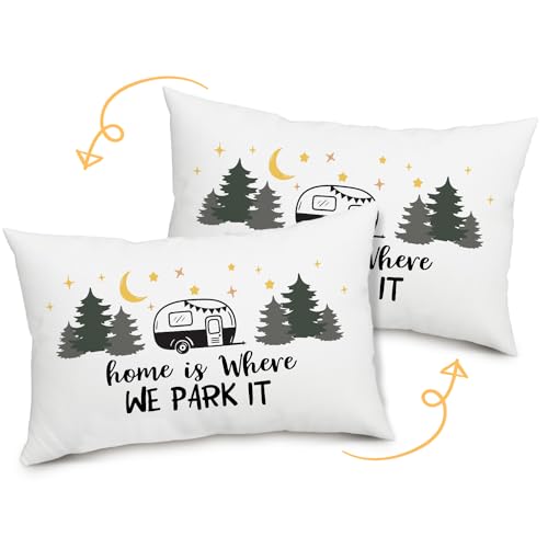 Camping-Kissenbezug, "Home is Where You Park It", Camping-Liebhaber, Geschenke für Damen und Herren, Wohnmobil-Kissenbezug, dekorativer Kissenbezug, Heimdekoration, Sofa, Couch, Stuhl, Schlafzimmer, von CMHIE