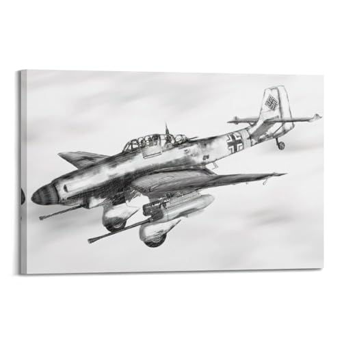 WWII Vintage Militärflugzeug Poster Ju-87G Stuka Dive Bomber Dekorative Malerei Leinwand Kunst Bild 30 x 45 cm von CMHOK