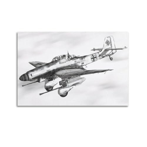 WWII Vintage Militärflugzeug Poster Ju-87G Stuka Dive Bomber Dekorative Malerei Leinwand Kunst Bild 40 x 60 cm von CMHOK