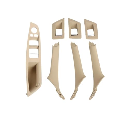 CMJAHU Passend for BMW 5er F10 F18 Linkslenker LHD 7-teilig 2010-2016 Beige Schwarz Kohlefaser Auto Innentürgriffplatte Dekorative Abdeckung(LHD Beige) von CMJAHU