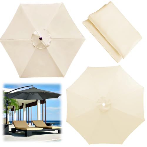 2M/2,7M/3M + 6-Rippen/8-Rippen, Sonnenschirm Baldachin Bespannung ErsatzAbdeckung Wasserdichter Sonnenschirmbezug (Polyester) (Color : Off-White, Size : 6 Ribs-2.7m(8.8ft)) von CMJYMX