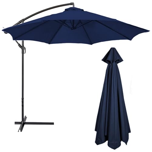 3.50 M/ 8 Streben Sonnenschirm Ersatzbezug, 230 CM/270 CM/300 cm, Gartenschirm Überdachung Abdeckung, Wasserdicht Polyestertuch(Navy Blue,8 Ribs: 300CM/9.8FT) von CMJYMX