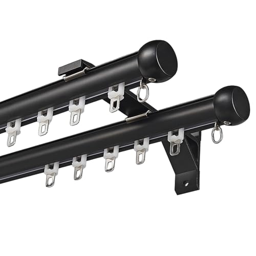 70~600cm Robuste Gardinenstange Für Raumteiler – Aluminium-Deckenschiene Für Vorhänge Mit Endstücken, Ideal Für Wohnmobil-Schienensystem(Black,6.0FT/180CM) von CMJYMX