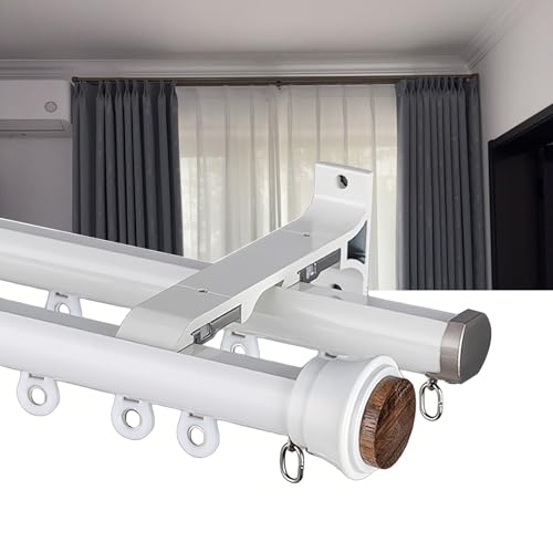 70–60cm Raffrollo Gardinenstange – Deckenvorhangschiene – Gardinen Schienensystem Mit Geräuscharmen Rollen Für Schwere Vorhänge(White,15.4FT/470CM) von CMJYMX
