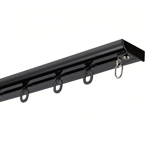 Aluminium Vorhangschiene – 70~600 Cm Gardinenschiene Mit Montage Zubehör Für Raumteiler, Sichtschutz, Schlafzimmer, Krankenhaus(Black,8.8FT/270CM) von CMJYMX