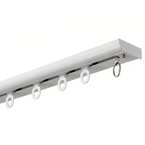 Aluminium Vorhangschiene – 70~600 Cm Gardinenschiene Mit Montage Zubehör Für Raumteiler, Sichtschutz, Schlafzimmer, Krankenhaus(White,14.1FT/430CM) von CMJYMX