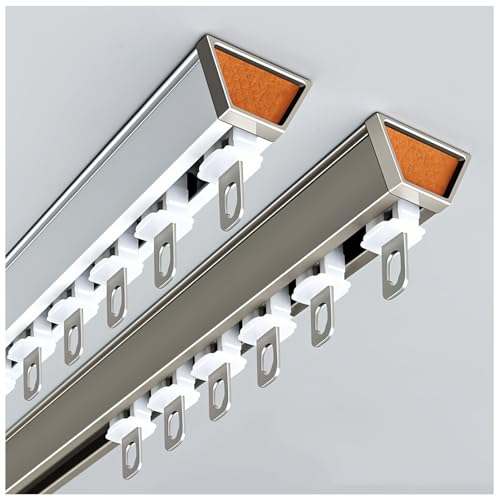 Decken-Vorhangschiene Aus Aluminium, Raumteiler Gardinen Schienensystem Mit Rollen Und Endkappen, 70 100 250 400 600cm Gardinenschiene(Champagne,6.0FT/180CM) von CMJYMX