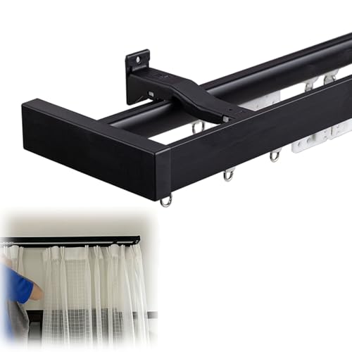 Doppelte Vorhangschiene, Decken-Vorhangschienensystem, Ideal Für Duschfenster, Wohnmobil-Raumteiler, Sichtschutz Und Wohndekor (70–600cm)(Black,12.1FT/370CM) von CMJYMX