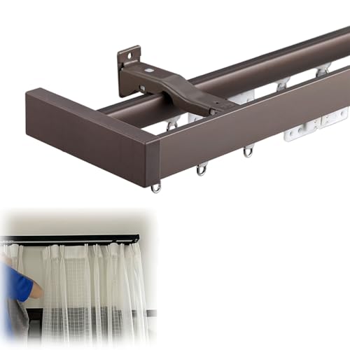 Doppelte Vorhangschiene, Decken-Vorhangschienensystem, Ideal Für Duschfenster, Wohnmobil-Raumteiler, Sichtschutz Und Wohndekor (70–600cm)(Champagne,2.62FT/80CM) von CMJYMX