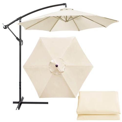 Sonnenschirm Ersatzbezug 2.7m/3m 8 Streben/6 Streben Terrassenschirm Ersatzabdeckung Für Den Außenbereich Stabil Strand Terrasse Garten Sonnenschirm Ersatzteile (Color : Off-White, Size : 6 ribs-3m( von CMJYMX