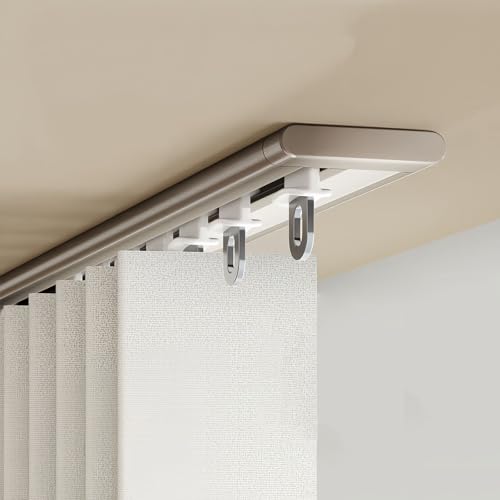 Ultradünne Gardinenschiene, Decken-Vorhangschiene Mit Rollen, Gardinen Schienensystem Für Duschvorhänge, Erkerfenster, Wohnmobil-Raumteiler, 70–600cm Länge(Champagne,6.9FT/210CM) von CMJYMX