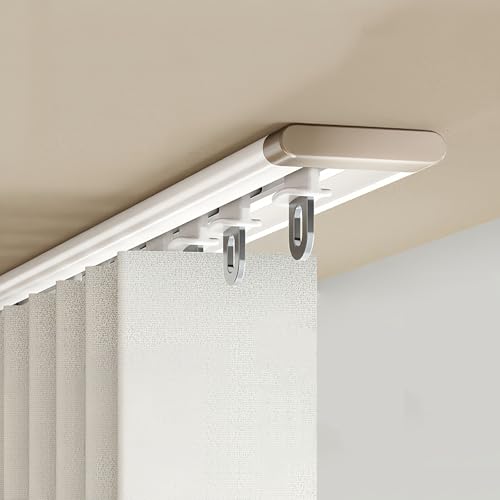 Ultradünne Gardinenschiene, Decken-Vorhangschiene Mit Rollen, Gardinen Schienensystem Für Duschvorhänge, Erkerfenster, Wohnmobil-Raumteiler, 70–600cm Länge(White,7.2FT/220CM) von CMJYMX