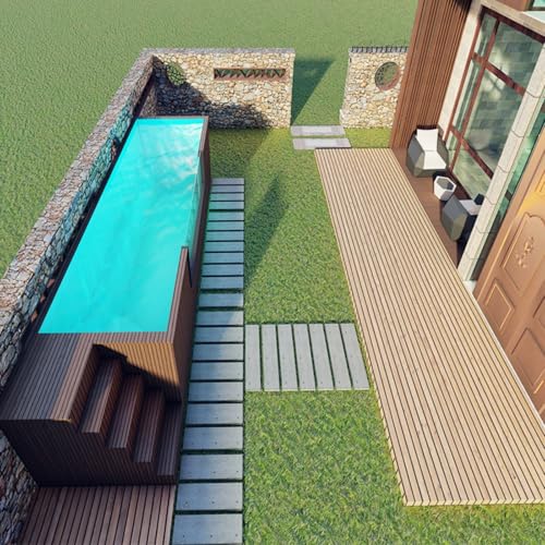 CMOLVUR 6.1 m/12.2 m Frame Swimming Pool with Glass Panels - Non-Yellowing, Outdoor Perfect for Beach Houses von CMOLVUR