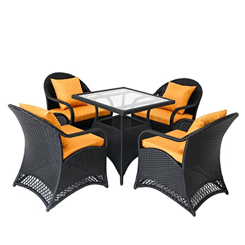 CMOLVUR Outdoor-Möbel Rattanstühle Balkon Rattanstühle Freizeitkombination Outdoor Rattan Fünfteiliges Set (D wie abgebildet) von CMOLVUR