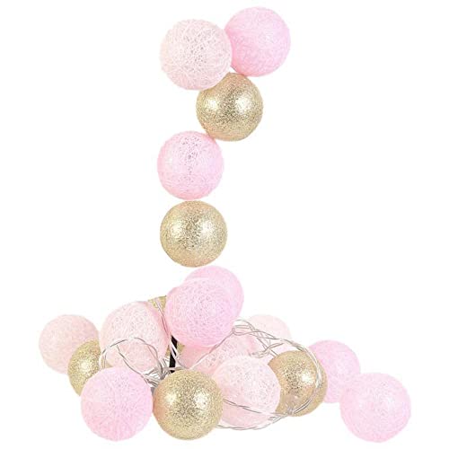 CMP - Guirnalda de 20 bolas LED a pilas, longitud 3 m72, color rosa y dorado, pilas no incluidas von Paris Prix