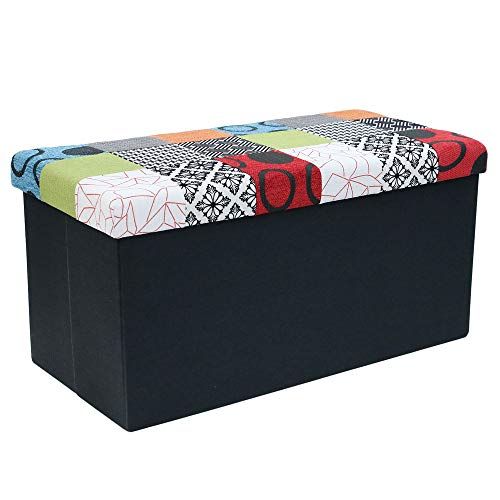 CMP Paris Home Deco Factory Truhenbank, zusammenlegbar, Patchwork, 76 x 38 x 38 cm von CMP Paris