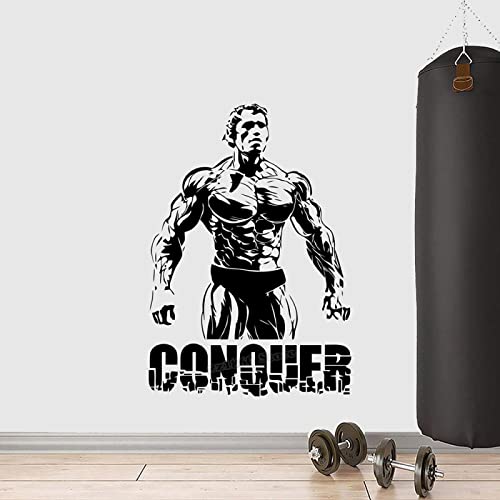 Eroberung Arnold Schwarzenegger Wandaufkleber Vinyl Aufkleber Bodybuilding Gym Geschenk Fitness Wandaufkleber Fitnessstudio Dekoration Workout Logo 43cmX30cm von CMPTER