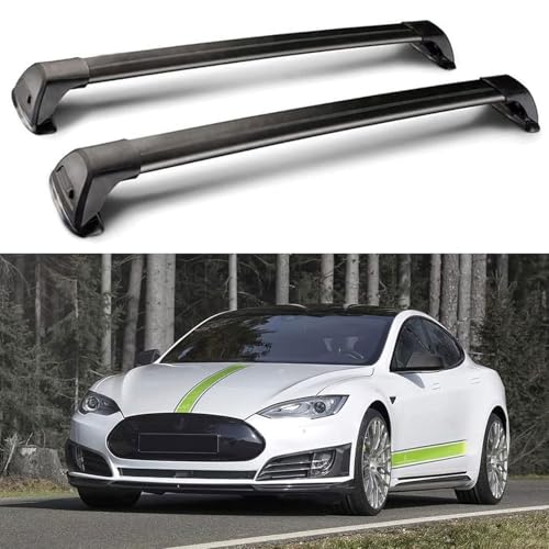CMQISHAN Dachträger Für Tesla Model S Sedan with Pano Roof 2016 2017 2018 2019 2020 Gepäckträger Bar Relingträger Top Dachträger Relingträger. von CMQISHAN