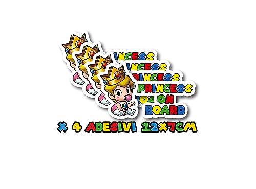 4 x Autoaufkleber für Mädchen an Bord mit Super Mario Thema - Baby on Board Princess on Board mit einem Hauch von Verspieltheit und Stil - Kaufen Sie jetzt für eine lustige Anleitung! 4 x Autoaufkleber für Mädchen an Bord mit Super Mario Thema - Baby on Board Princess on Board mit einem Hauch von Verspieltheit und Stil - Kaufen Sie jetzt für eine lustige Anleitung! von CMR Design Co