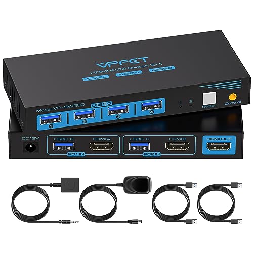 USB 3.0 HDMI KVM Switch 2 PC 1 Monitore 4K60Hz KVM-Switches für Zwei Computer teilen sich 1 Satz Maus, Tastatur, U-Disk-Drucker, Unterstützung für bis zu 4 USB-Geräte von CMSTEDCD