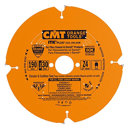 CMT ORANGE TOOLS 236.190.04M - KREISSÄGEBLAT AUS DIAMANT FÜR FASERZEMENT D=190X2.4X1,8X30 Z=4 TCG CMT ORANGE TOOLS 236.190.04M - KREISSÄGEBLAT AUS DIAMANT FÜR FASERZEMENT D=190X2.4X1,8X30 Z=4 TCG von CMT ORANGE TOOLS