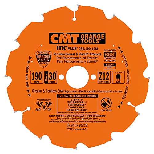 CMT ORANGE TOOLS 236.190.12M - KREISSÄGEBLATT AUS DIAMANT FÜR FASERZEMENT 190X2.4X30 Z=12 TCG CMT ORANGE TOOLS 236.190.12M - KREISSÄGEBLATT AUS DIAMANT FÜR FASERZEMENT 190X2.4X30 Z=12 TCG von CMT ORANGE TOOLS