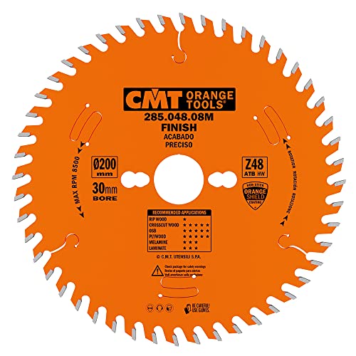 CMT Orange Tools 285.048.08M - Querschnitt Kreissägeblatt HW 200X3.2/2.2X30 Z48 15ATB von CMT ORANGE TOOLS