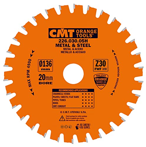 CMT Orange Tools 226.030.05h – Kreissägeblatt für Metalle 136 x 1.5 x 20 Z 30 FWF 5 Grad von CMT Orange Tools