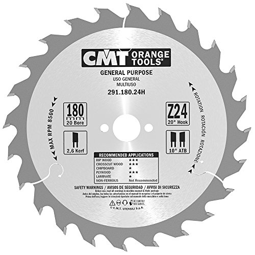 CMT Orange Tools 291.180.24h – Kreissägeblatt 180 x 2,6 x 20 Z 24 ATB 20 Grad von CMT