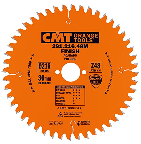 CMT Orange Tools Kreissägeblatt HW 216 x 2,8 / 1,8 x 30 Z=48 15° ATB - 291.216.48M - für Längs- und Querschnitte von CMT