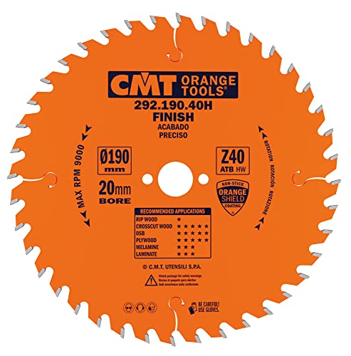 CMT Orange Tools 292.190.40h – Kreissägeblatt 190 x 2.6 x 20 Z 40 ATB 15 Grad von CMT